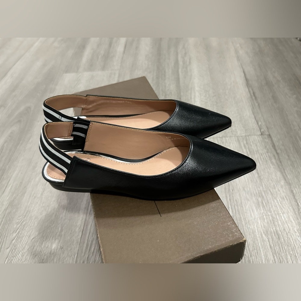 LINEA PAOLO Black Delilah Slingback Flats, BRAND NEW, Women’s Size 4